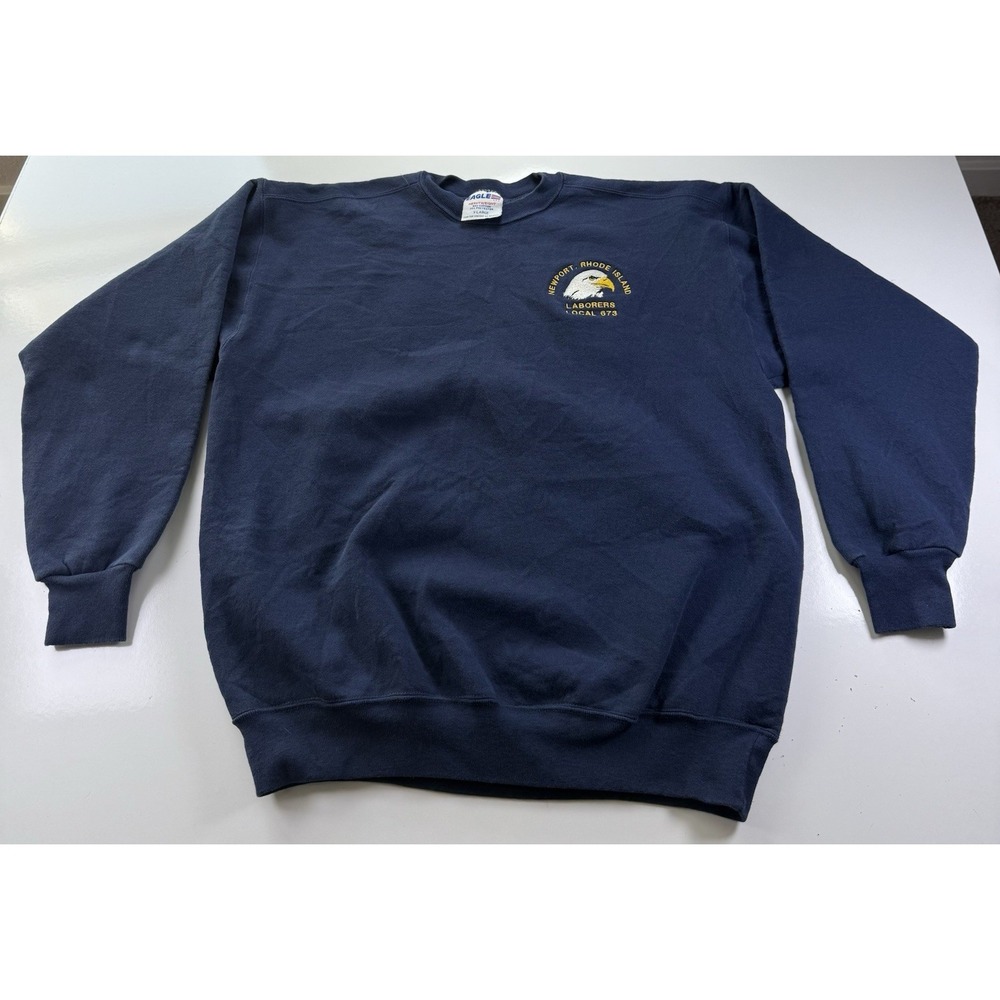 Eagle‎ USA Embroidered Heavyweight Crewneck Sweatshirt XL Navy Newport RI Union